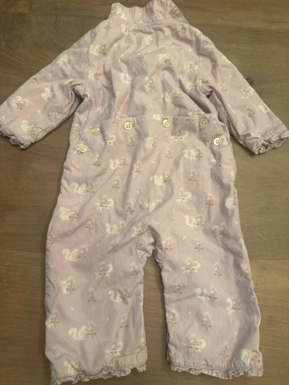 Janie and Jack Lavender Squirrel Woodland Coverall Romper 3-6M